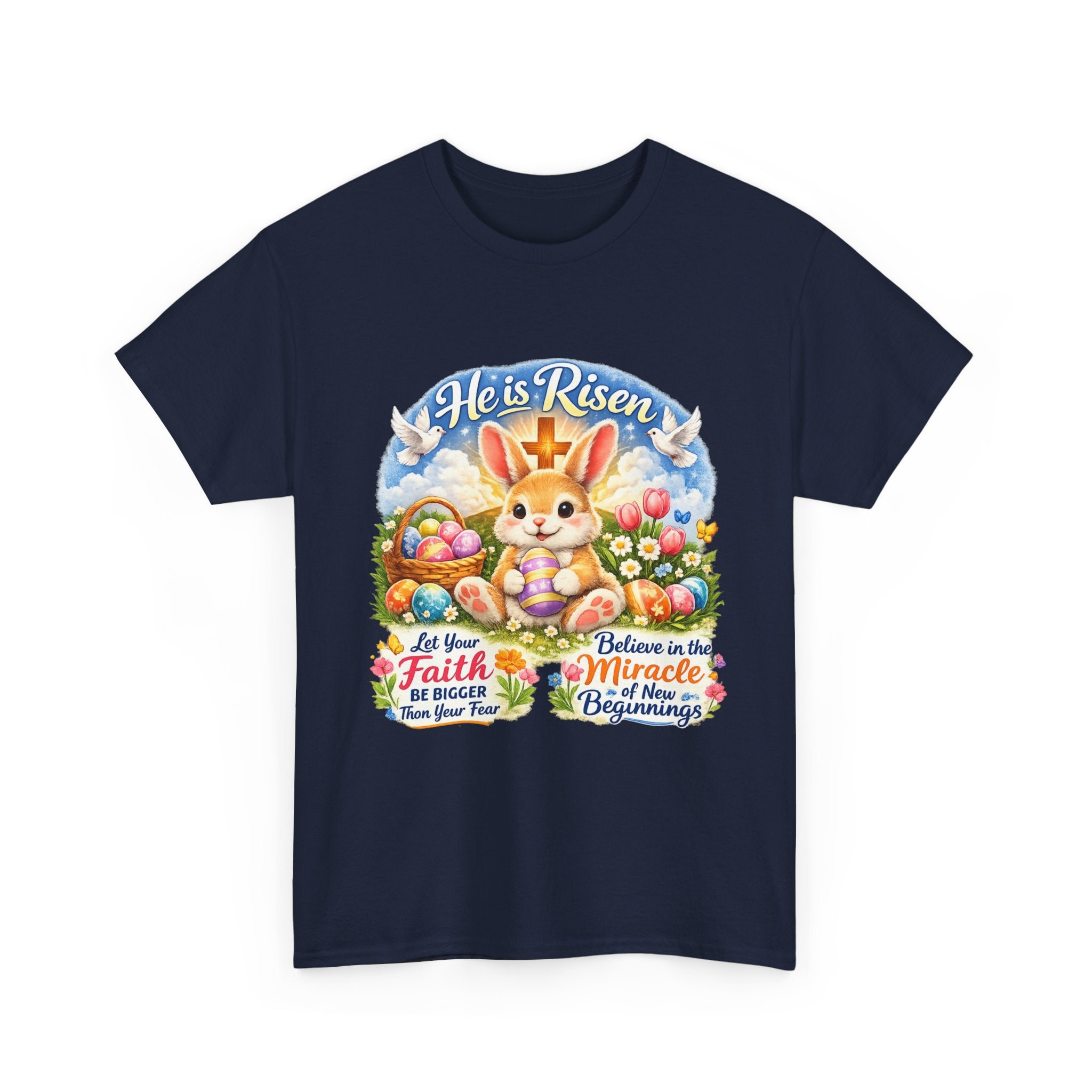 Easter Bunny 'He’s Risen' Graphic Tee — Faith & Miracle Spring T-Shirt