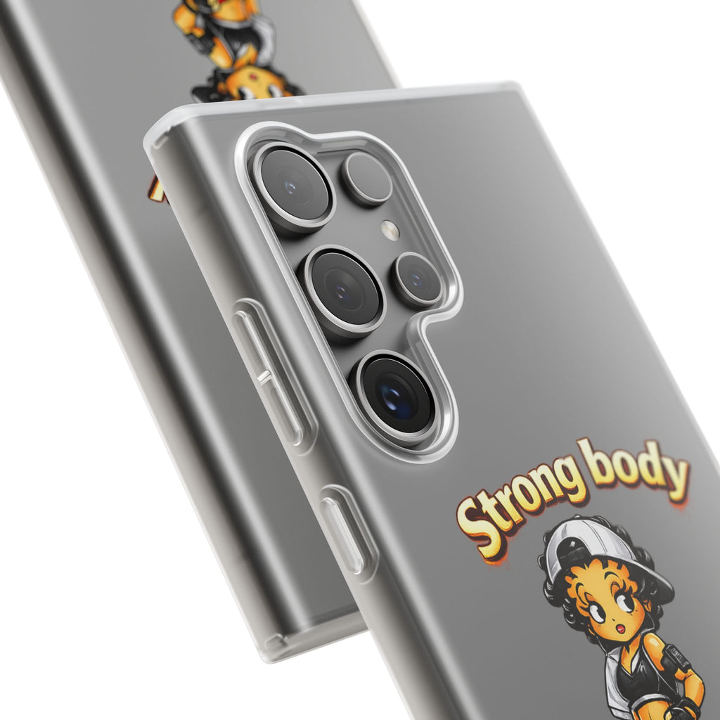 Phone Case — “Strong body, unstoppable mindset” Fitness Cartoon Protective Flexi Case