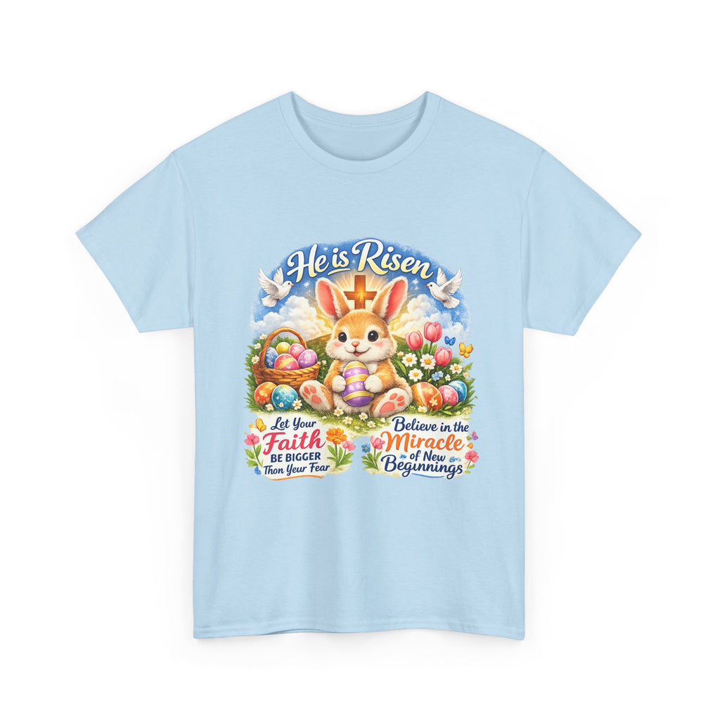 Easter Bunny 'He’s Risen' Graphic Tee — Faith & Miracle Spring T-Shirt