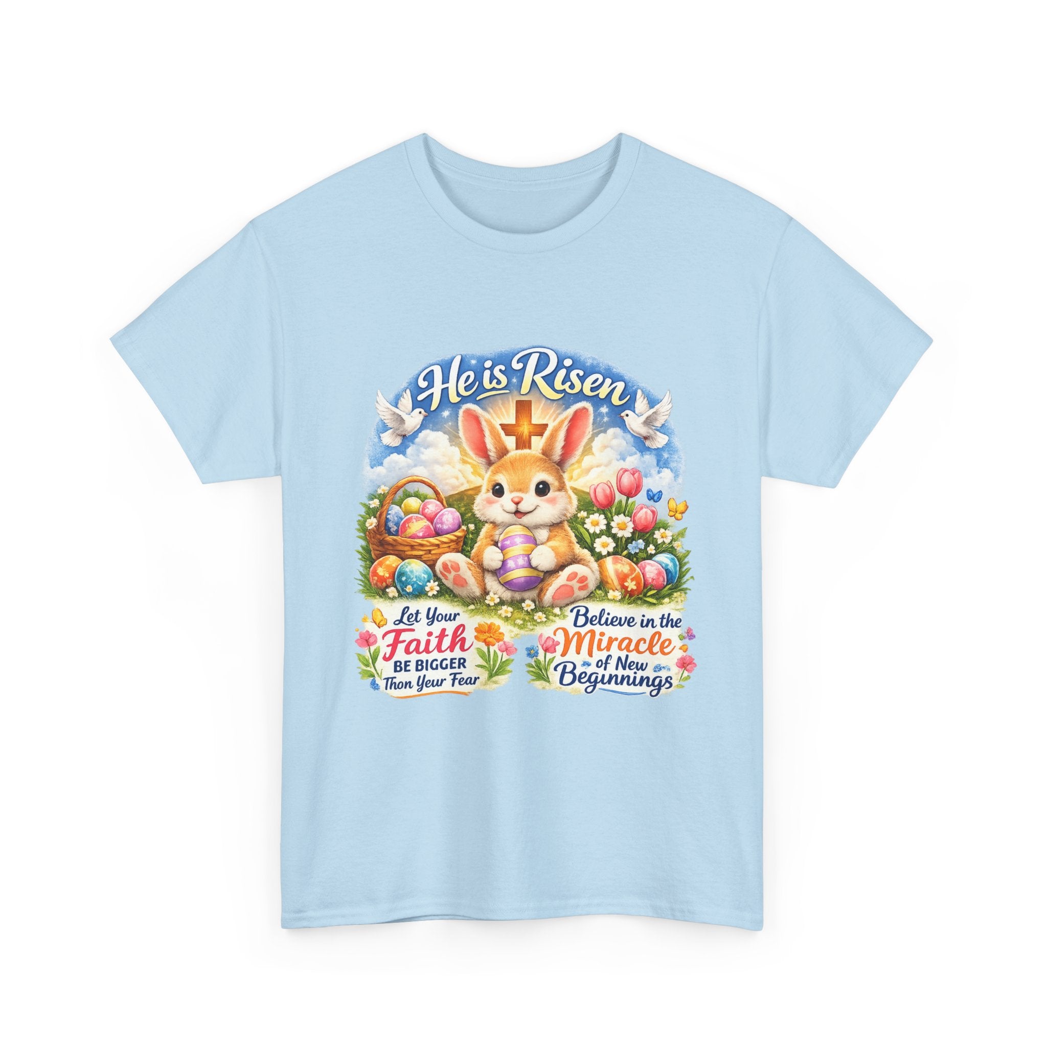 Easter Bunny 'He’s Risen' Graphic Tee — Faith & Miracle Spring T-Shirt
