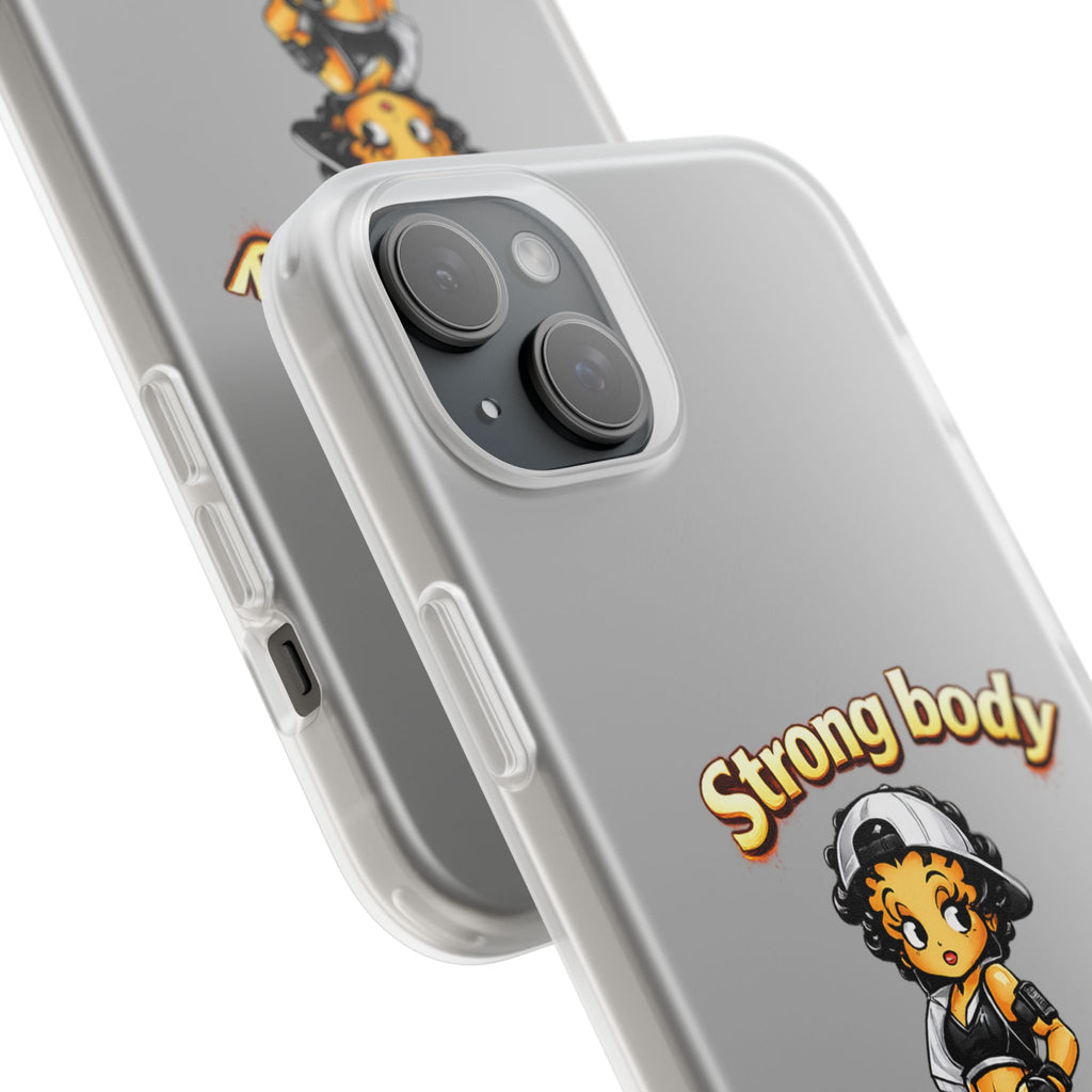 Phone Case — “Strong body, unstoppable mindset” Fitness Cartoon Protective Flexi Case