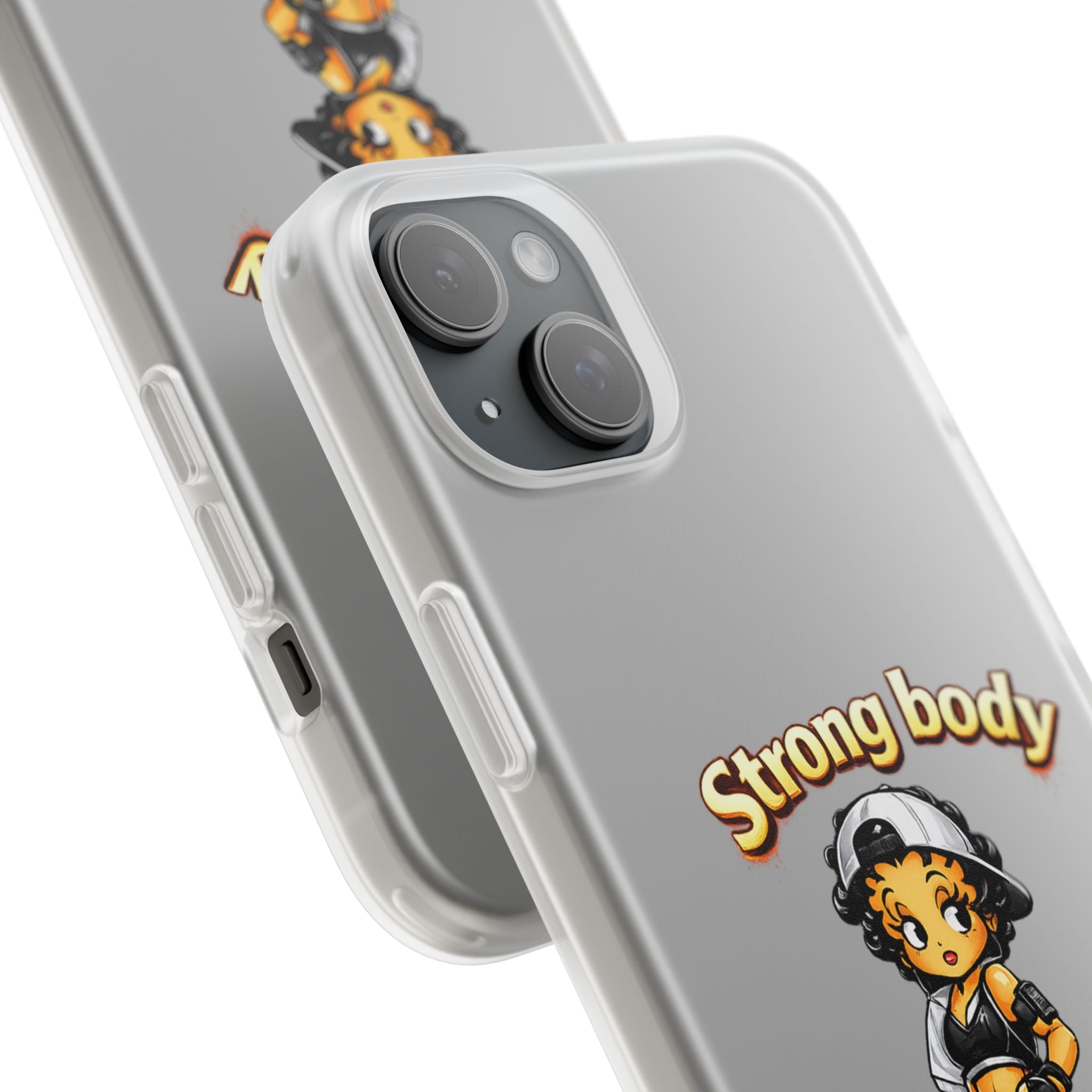 Phone Case — “Strong body, unstoppable mindset” Fitness Cartoon Protective Flexi Case