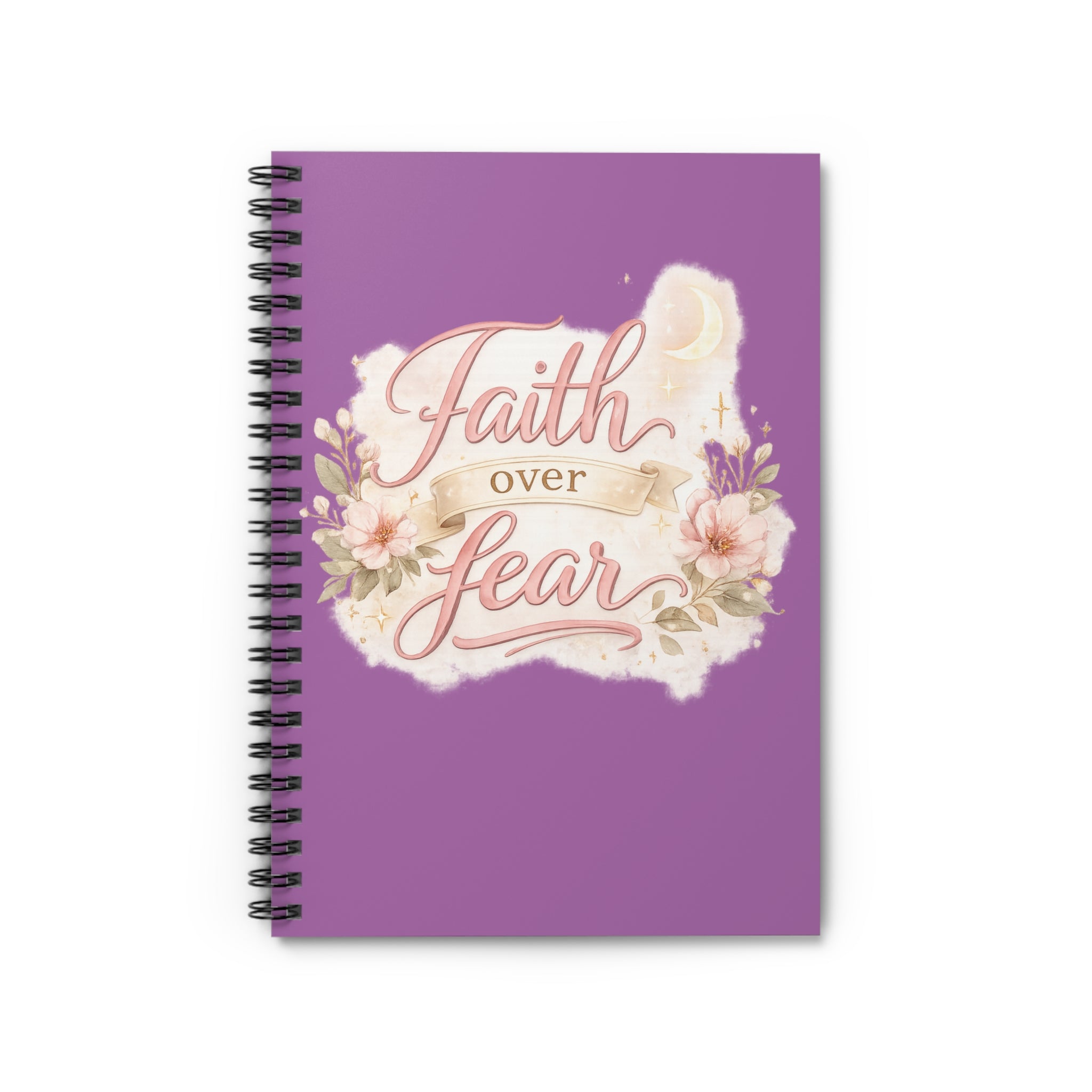 Faith Over Fear Spiral Notebook — Floral Ruled Journal for Prayer, Devotion & Encouragement