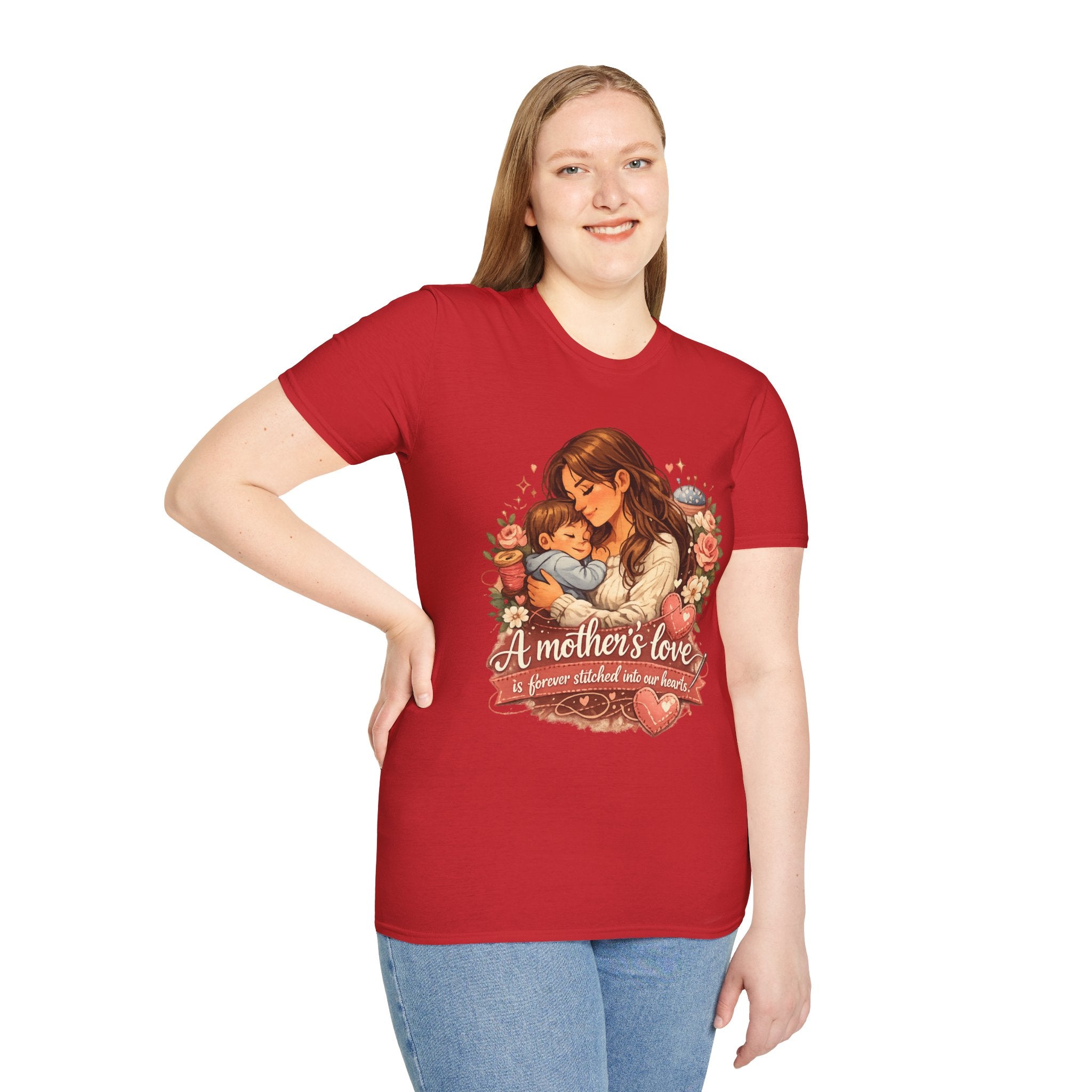 Mother's Love T-Shirt — "A mother's love is forever stitched into our hearts" Floral Mom & Baby Tee for Mother's Day