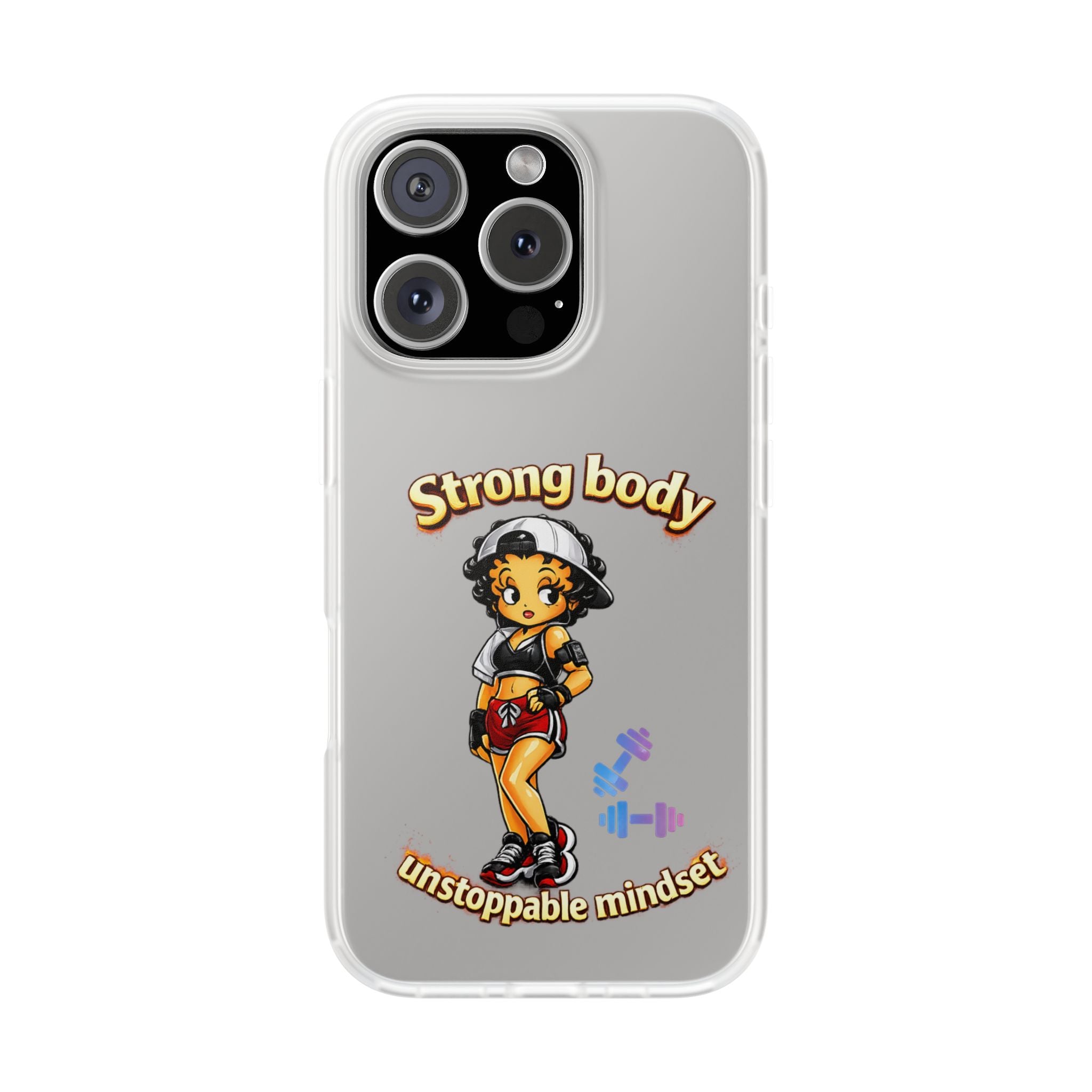 Phone Case — “Strong body, unstoppable mindset” Fitness Cartoon Protective Flexi Case