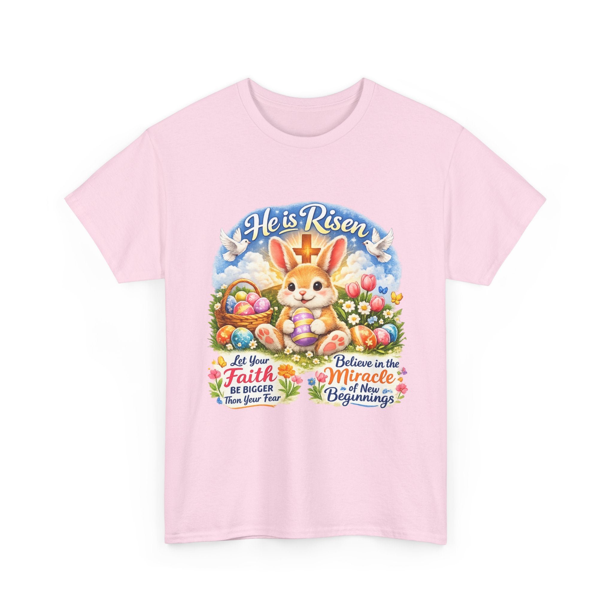 Easter Bunny 'He’s Risen' Graphic Tee — Faith & Miracle Spring T-Shirt