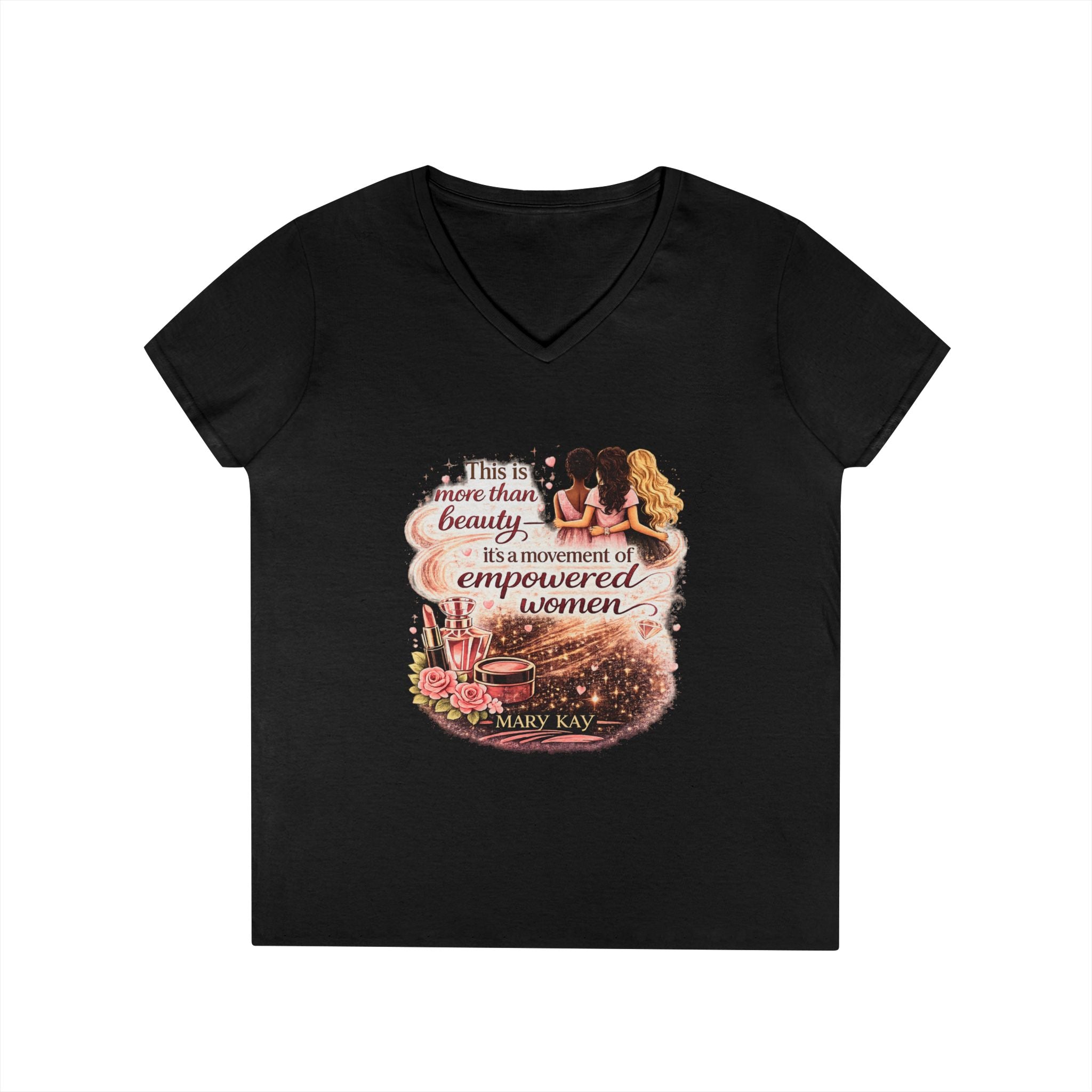 Empowered Women V-Neck Tee — "Beauty Is a Movement of Empowered Women" Inspirational T-Shirt