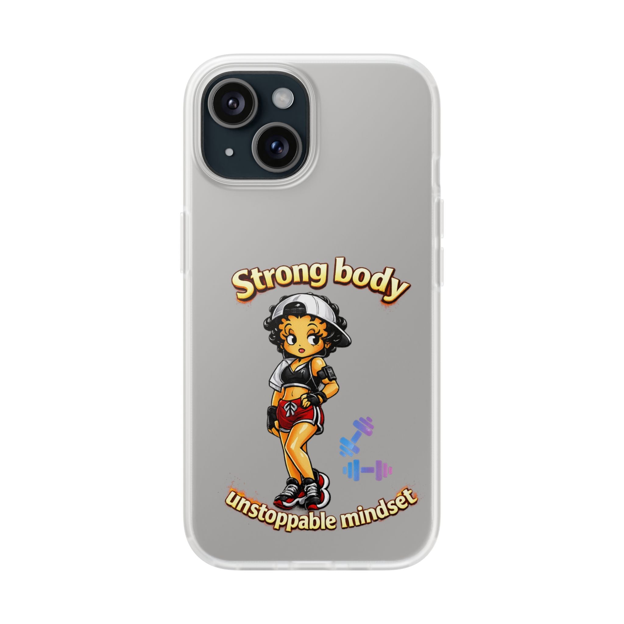 Phone Case — “Strong body, unstoppable mindset” Fitness Cartoon Protective Flexi Case