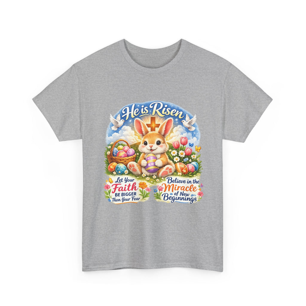 Easter Bunny 'He’s Risen' Graphic Tee — Faith & Miracle Spring T-Shirt
