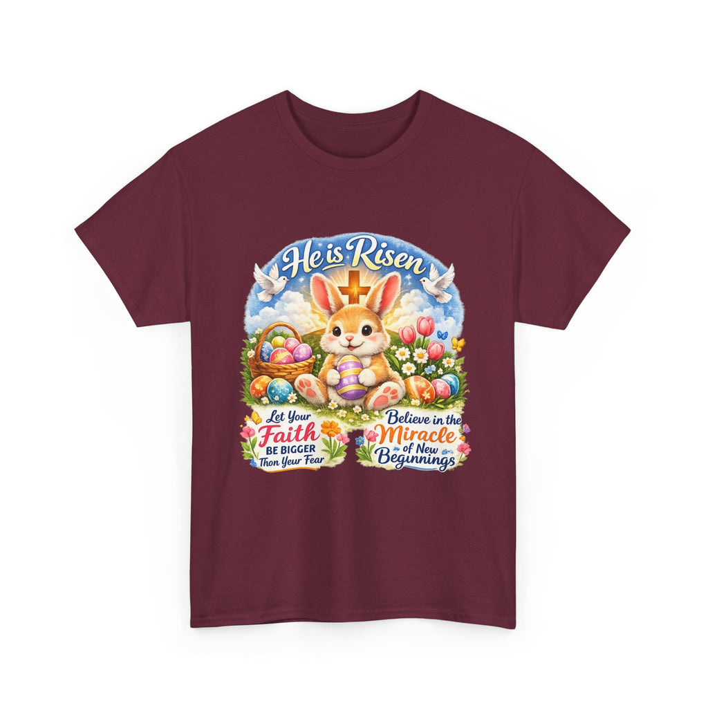 Easter Bunny 'He’s Risen' Graphic Tee — Faith & Miracle Spring T-Shirt